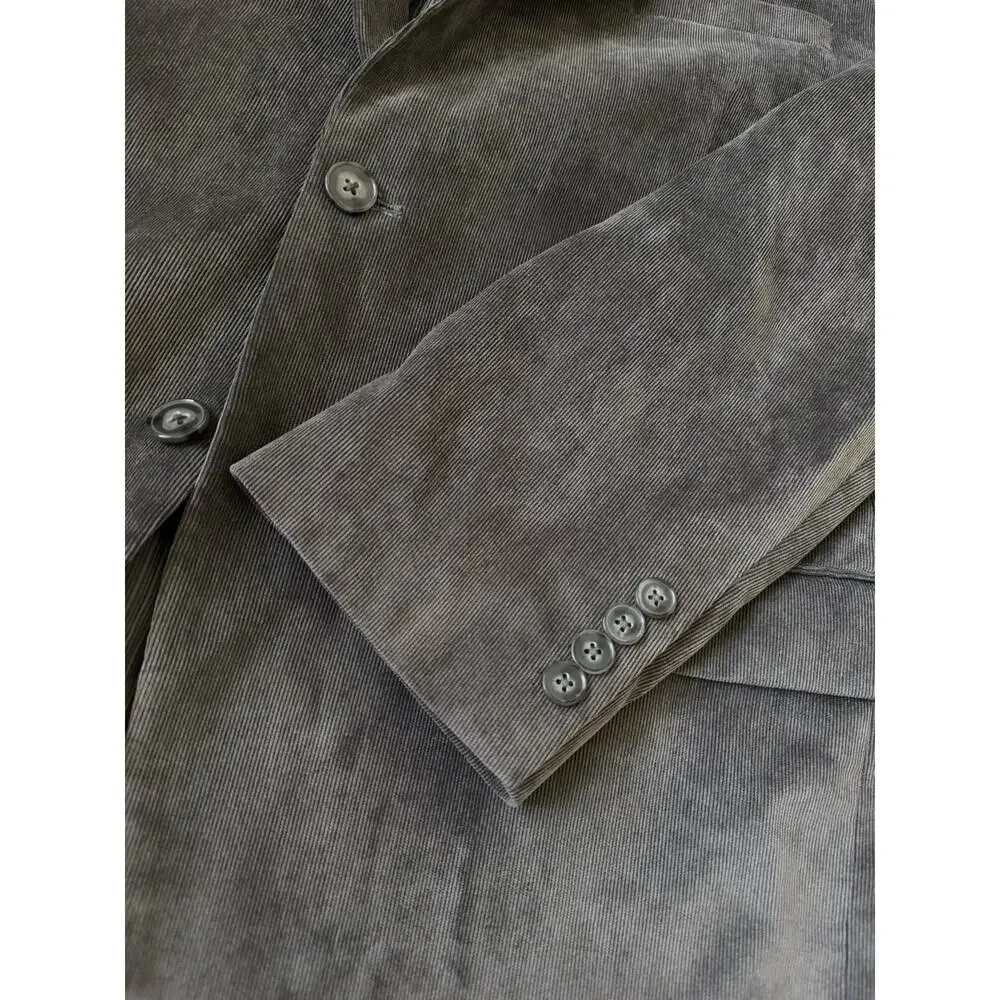 Calvin Klein Macys Mens 46R Micro Corduroy Gray Sport Coat Jacket Blazer